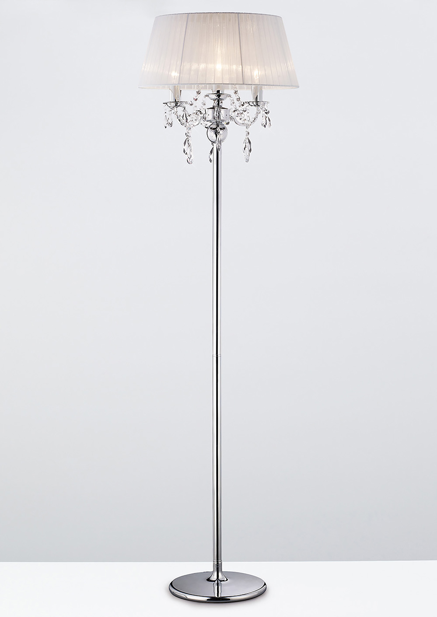 IL30063/WH  Olivia Crystal 163cm Floor Lamp 3 Light